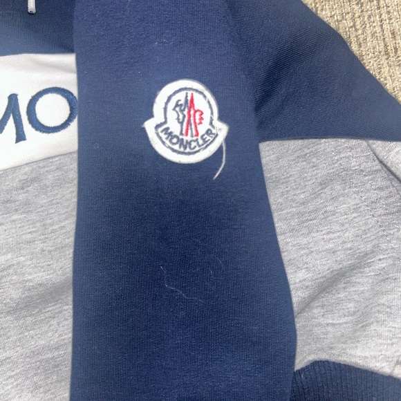 Moncler Kids' Hoodie in Navy and Gray - Picture 7 of 8